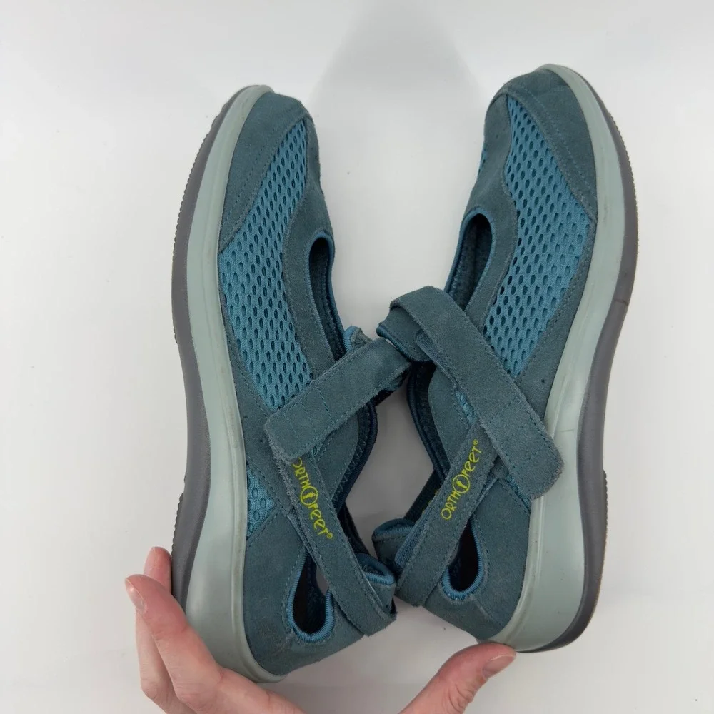 Orthofeet Mary Jane Sanibel Shoe Turquoise Blue Women 11.5W Hook & Loop Walking‎